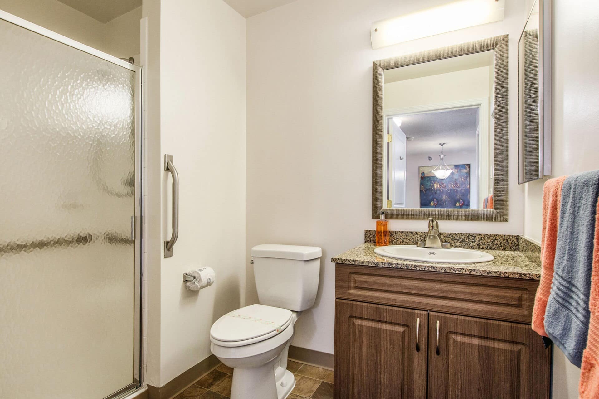 Private bathroom with modern fixtures inside a Parkway residence