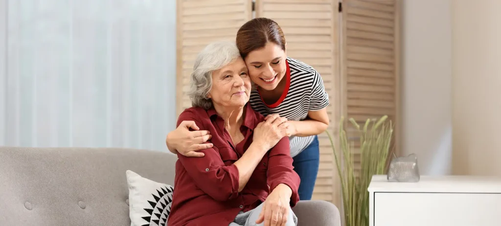 mother and daughter hugging